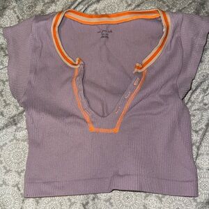 Urban Outfitters Purple Crop Top with Orange Trim